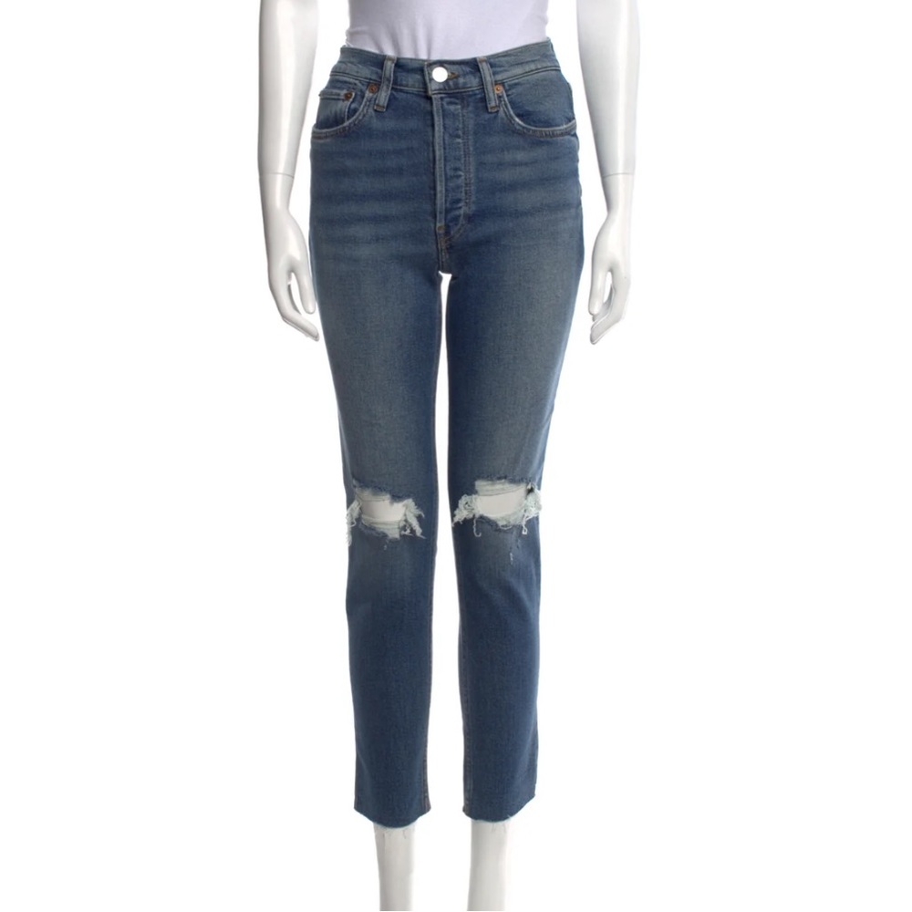 Re/Done Women’s High-Rise Straight Leg Jeans in Medium Wash - Size 27 (S)